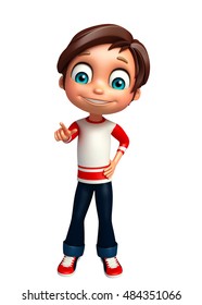 3d Rendered Illustration Of Kid Boy With Pointing Pose