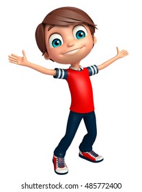 3d Rendered Illustration Of Kid Boy With Funny Pose