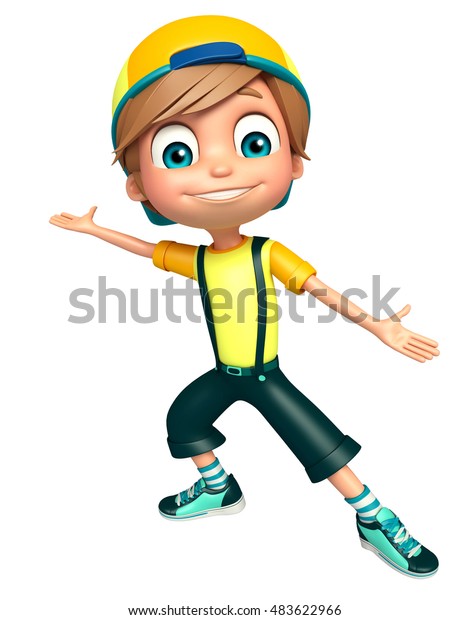 3d Rendered Illustration Kid Boy Funny Stock Illustration 483622966