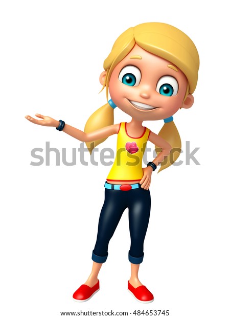 3d Rendered Illustration Kid Girl Hold Stock Illustration 484653745 ...