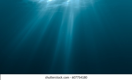 3D Rendered Illustration Of Light Rays Undersea.