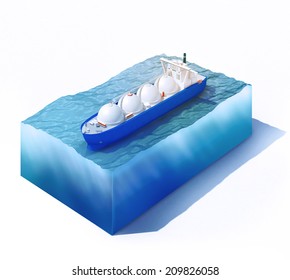 3d Rendered Illustration Of Liquid Natural Gas Tanker On Part Of Ocean Isolated On White