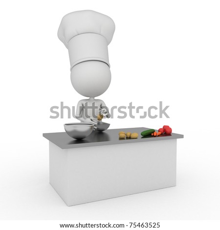 3d rendered illustration of a little chef