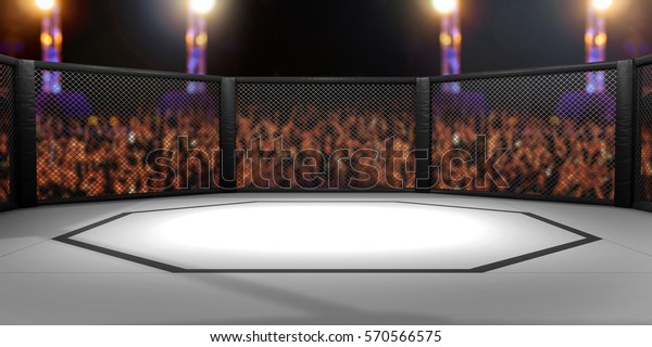 3D Rendered Illustration of an MMA, mixed martial\
arts, fighting cage\
arena.