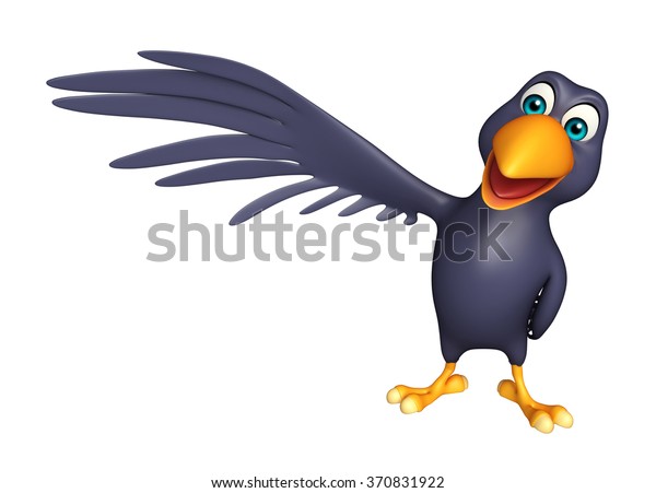 3d Rendered Illustration Pointing Crow Cartoon Stock Illustration ...