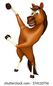 3d rendered illustration of pointing Horse cartoon character  