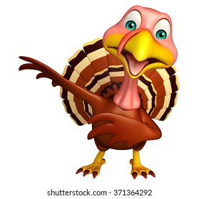 3d Rendered Illustration Pointing Turkey Cartoon Stock Illustration 