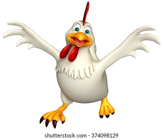 3d Rendered Illustration Running Hen Cartoon Stock Illustration ...