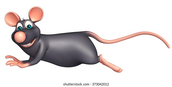 3d rendered illustration of running  Rat cartoon character  