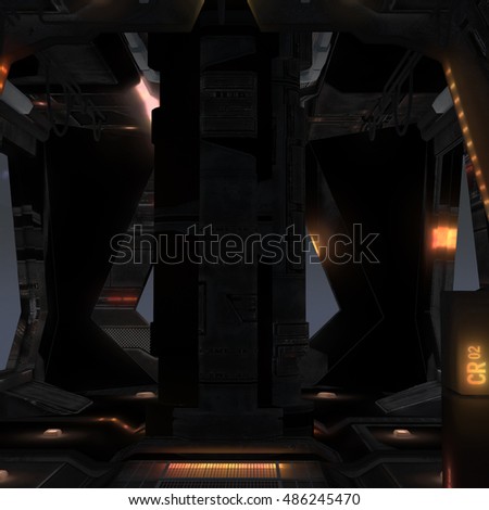 3 D Rendered Illustration Scifi Spaceship Interior