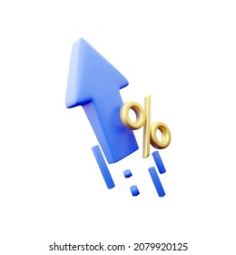 3D Rendered Illustration showing a arrow and Interest icon. 3D render arrow and interest on white background.