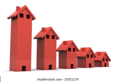 A 3d Rendered Illustration showing a Fall in the Property Market
