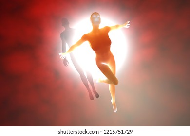 3D Rendered Illustration Of A Soul Leaving The Body Upon Death.