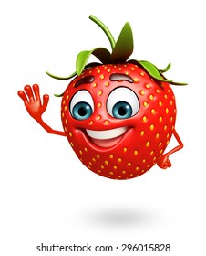 3d rendered illustration of strawberry cartoon character