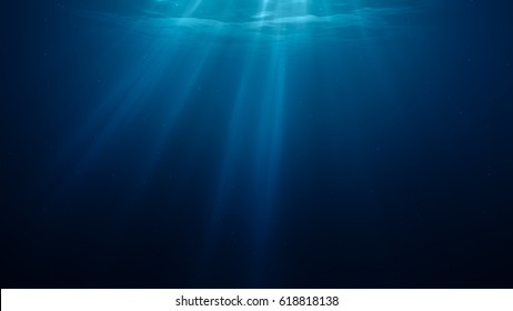 3D rendered illustration of sun light rays under water.