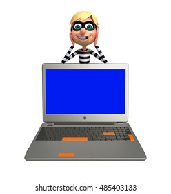 3d rendered illustration of Thief with Laptop - Shutterstock ID 485403133