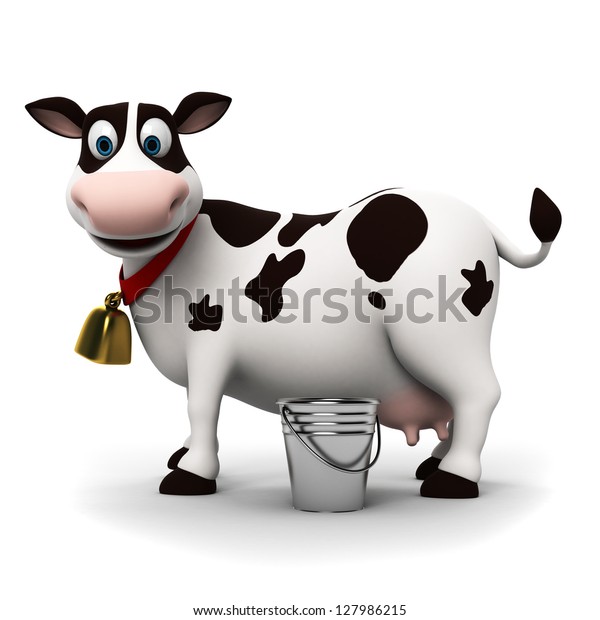 3d Rendered Illustration Toon Cow のイラスト素材