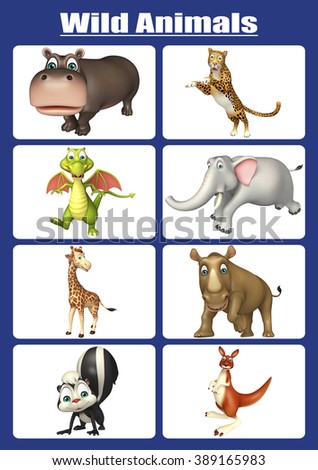 3 D Rendered Illustration Wild Animal Chart Stock Illustration