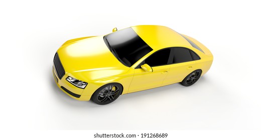 3d Rendered Illustration Of A Yellow Sport Sedan