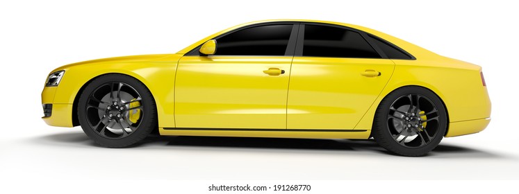 3d Rendered Illustration Of A Yellow Sport Sedan