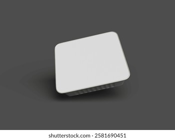 3d rendered image of a big square food foil tray isolated on a dark background 