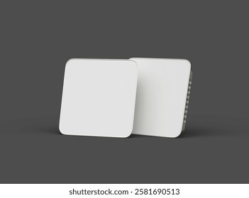 3d rendered image of a big square food foil tray isolated on a dark background 
