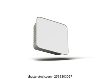 3d rendered image of a deep square food foil tray isolated on a light background
