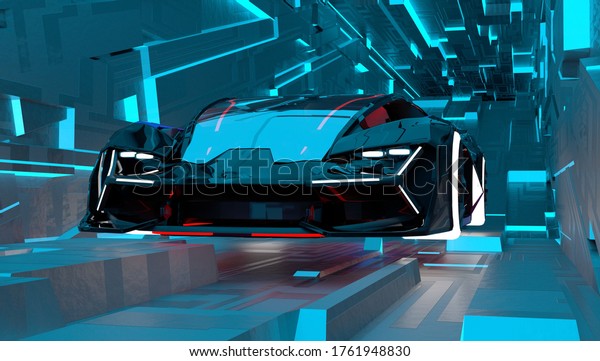 3d rendered image of\
a futuristic car 