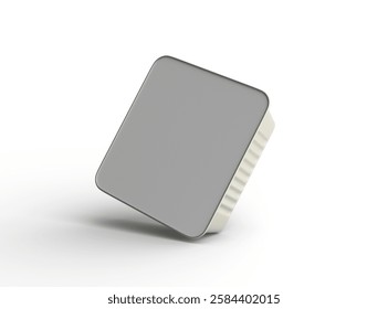 3d rendered image of a small square food foil tray isolated on a light background