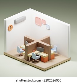 3d Rendered Isometric Work Cubicle Perfect For Design Project