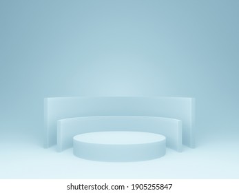 3D Rendered Light Blue Podium. Product Mockup.