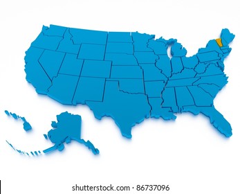 3d Rendered Map Of USA