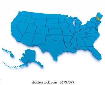 3d rendered map of USA