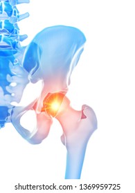 3d rendered medically accurate illustration of the hip joint showing pain