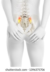 3d rendered medically accurate illustration of pain in the sacroiliac joint