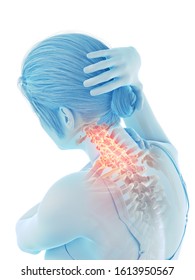 3d rendered medically accurate illustration of a woman having a painful neck - Shutterstock ID 1613950567