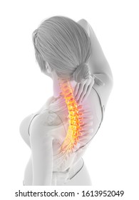 3d rendered medically accurate illustration of a woman having a painful back - Shutterstock ID 1613952049
