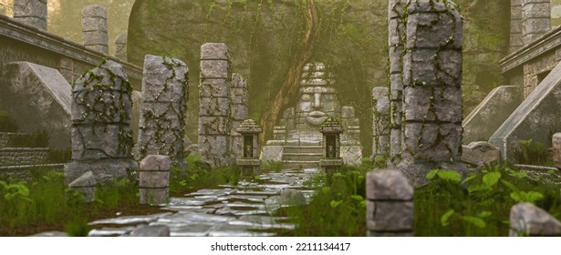 3D Rendered Mystic Ancient Aztec Ruins