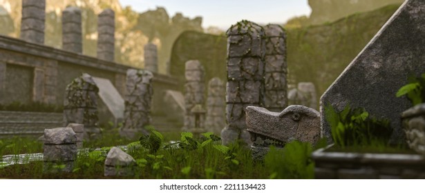 3D Rendered Mystic Ancient Aztec Ruins