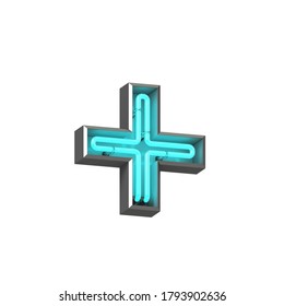 3D Rendered Neon Plus Symbol