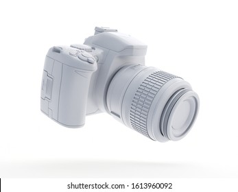 3d rendered object illustration of an abstract white camera