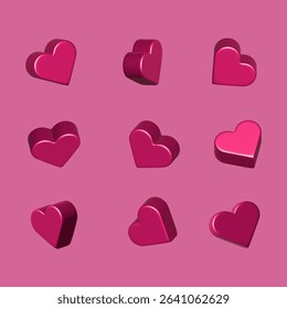 Corazones rosados renderizados en
