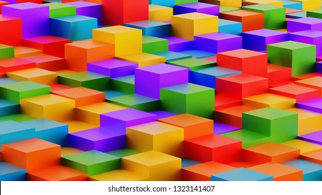 3D rendered rainbow colored cubes background - Shutterstock ID 1323141407