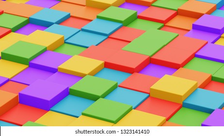 3d Rendered Rainbow Colored Cubes Background Stock Illustration 