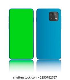 3D Rendered Realistic Looking Smartphone On White Background With Greenscreen.