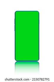 3D Rendered Realistic Looking Smartphone On White Background With Greenscreen.