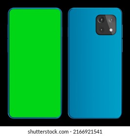 3D Rendered Realistic Looking Smartphone On Black Background With Greenscreen.