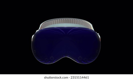 3D rendered representation of an AR headset compatible on black background. VR Headset animation. 3D Illustration