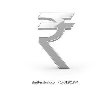 3d Rendered Rupee Sign In Silver Colour