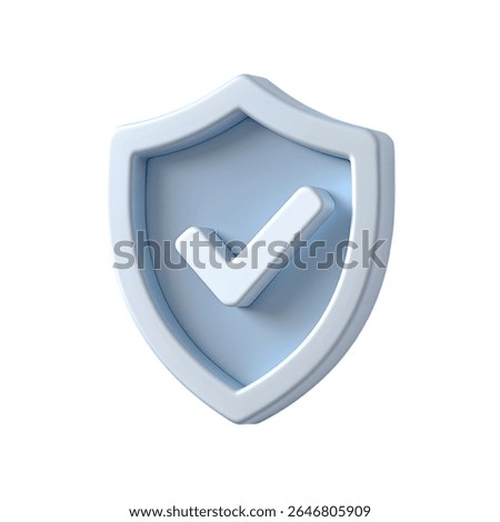 A 3D rendered shield icon featuring a prominent check mark signifies security, protection, and validation. This graphic, set against a crisp, white background, embodies concepts like.